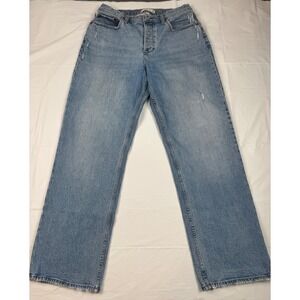 Abercrombie & Fitch Curve Love 90s Baggy Low Rise Jeans Blue 31/12L Distressed
